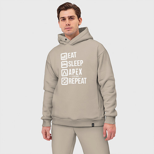 Мужской костюм оверсайз Eat, Sleep, Apex, Repeat / Миндальный – фото 3