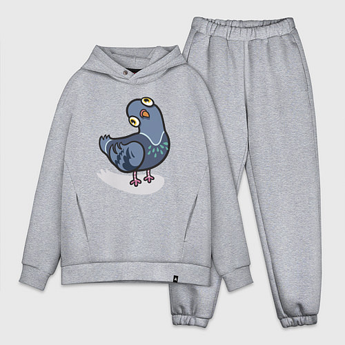 Мужской костюм оверсайз Удивленный голубь / Меланж – фото 1