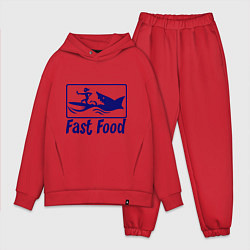 Мужской костюм оверсайз Shark fast food, цвет: красный