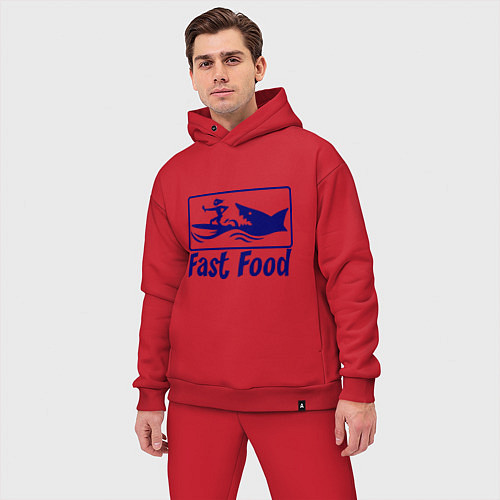 Мужской костюм оверсайз Shark fast food / Красный – фото 3