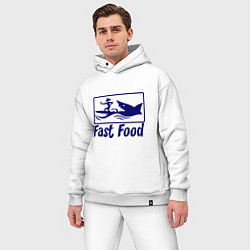 Мужской костюм оверсайз Shark fast food, цвет: белый — фото 2