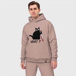 Мужской костюм оверсайз What cat, цвет: пыльно-розовый — фото 2