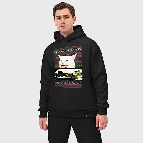 Мужской костюм оверсайз Woman Yelling at a Cat / Черный – фото 3