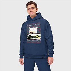 Мужской костюм оверсайз Woman Yelling at a Cat, цвет: тёмно-синий — фото 2