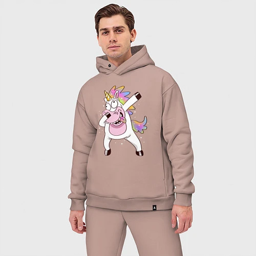 Мужской костюм оверсайз Dabbing Unicorn / Пыльно-розовый – фото 3