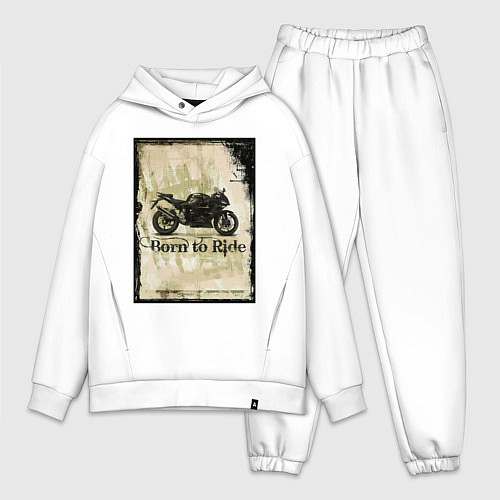 Мужской костюм оверсайз Born to Ride / Белый – фото 1