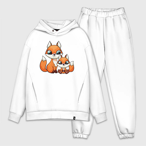Мужской костюм оверсайз Милые лисята / Белый – фото 1
