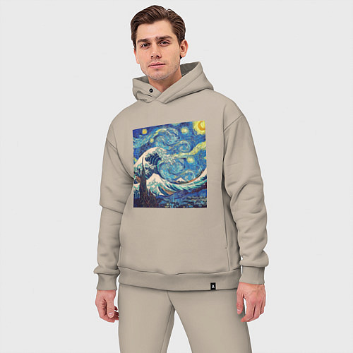 Мужской костюм оверсайз Звездная ночь / Миндальный – фото 3