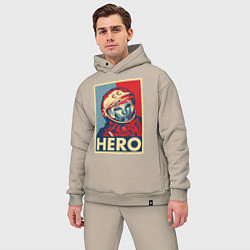 Мужской костюм оверсайз ЮРИЙ ГАГАРИН, цвет: миндальный — фото 2