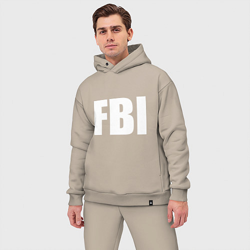 Мужской костюм оверсайз FBI / Миндальный – фото 3