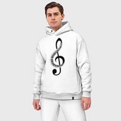 Мужской костюм оверсайз Скрипичный ключ и клавиши, цвет: белый — фото 2