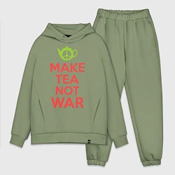 Мужской костюм оверсайз Make tea not war, цвет: авокадо