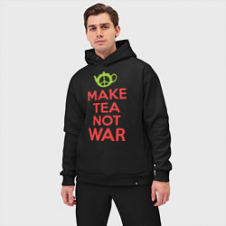 Мужской костюм оверсайз Make tea not war, цвет: черный — фото 2