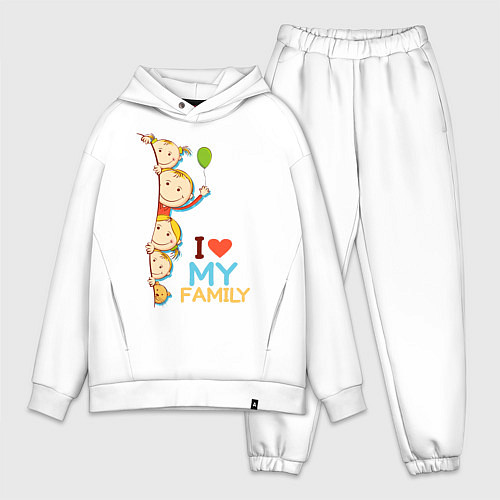 Мужской костюм оверсайз Я люблю свою семью / Белый – фото 1