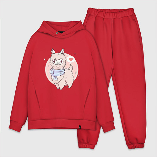 Мужской костюм оверсайз Милая лама / Красный – фото 1