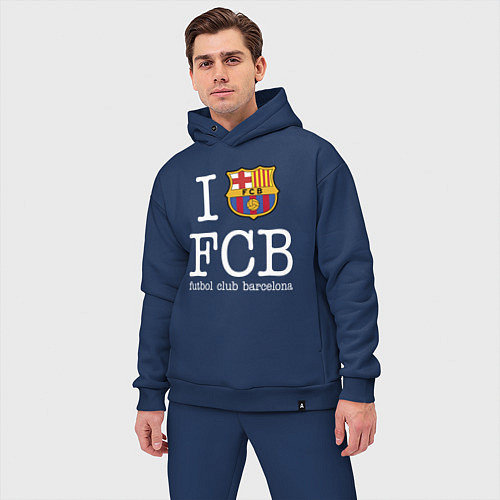 Мужской костюм оверсайз Barcelona FC / Тёмно-синий – фото 3