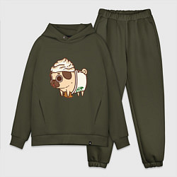 Мужской костюм оверсайз Сладкий мопс, цвет: хаки