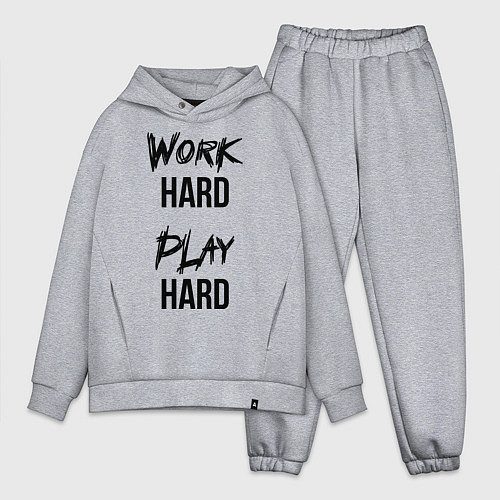 Мужской костюм оверсайз Work hard Play hard / Меланж – фото 1