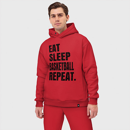 Мужской костюм оверсайз EAT SLEEP BASKETBALL REPEAT / Красный – фото 3
