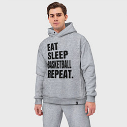 Мужской костюм оверсайз EAT SLEEP BASKETBALL REPEAT, цвет: меланж — фото 2