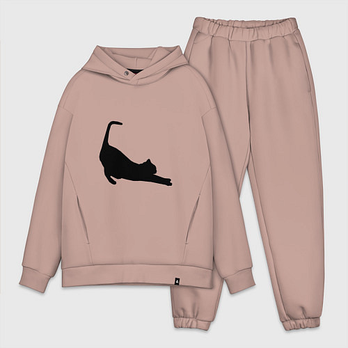 Мужской костюм оверсайз Кошка подтягивается / Пыльно-розовый – фото 1