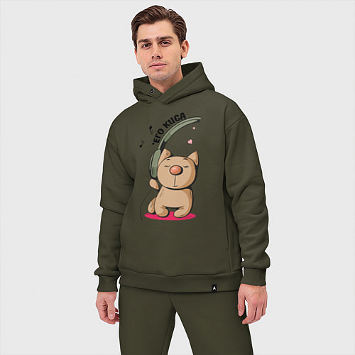 Мужской костюм оверсайз ЕГО КИСА ПАРНЫЕ / Хаки – фото 3