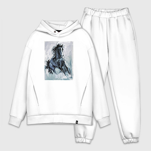 Мужской костюм оверсайз Лошадь арт / Белый – фото 1