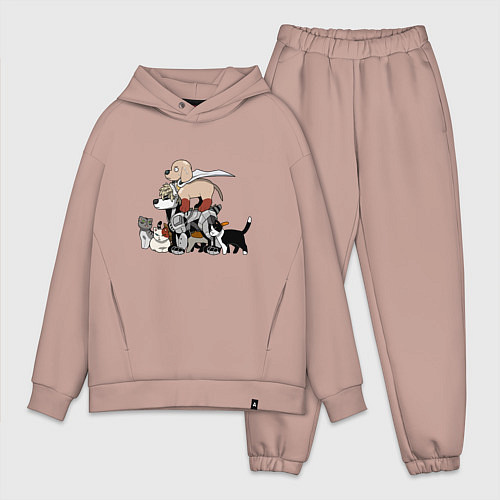 Мужской костюм оверсайз One Punch Man / Пыльно-розовый – фото 1
