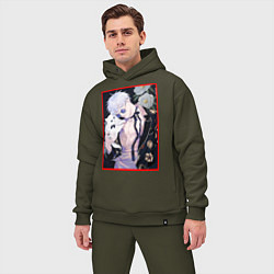 Мужской костюм оверсайз Сатору гото С кошечкой, цвет: хаки — фото 2