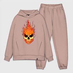 Мужской костюм оверсайз Fire flame skull, цвет: пыльно-розовый