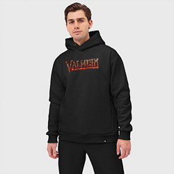 Мужской костюм оверсайз Valheim огненный лого, цвет: черный — фото 2