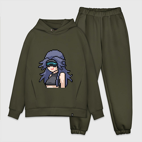 Мужской костюм оверсайз Pixel art anime / Хаки – фото 1