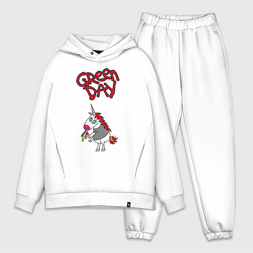 Мужской костюм оверсайз Green Day Unicorn / Белый – фото 1