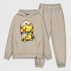 Мужской костюм оверсайз Пикачу - совенок, цвет: миндальный