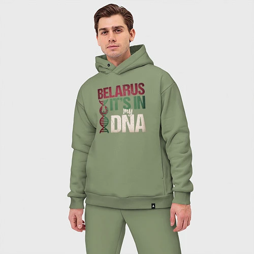 Мужской костюм оверсайз ДНК - Беларусь / Авокадо – фото 3