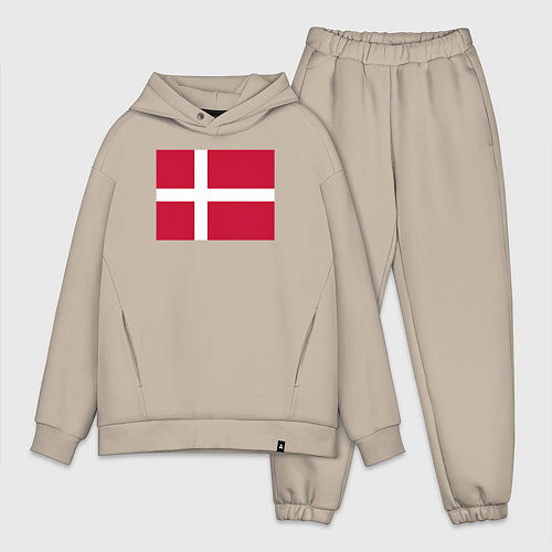Мужской костюм оверсайз Дания Флаг Дании / Миндальный – фото 1