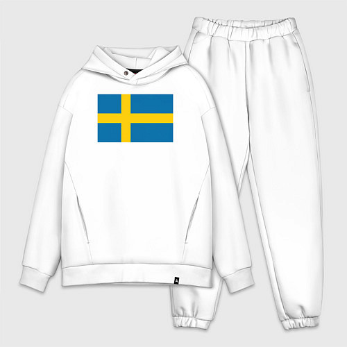 Мужской костюм оверсайз Швеция Флаг Швеции / Белый – фото 1