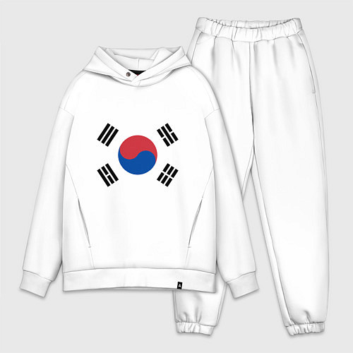 Мужской костюм оверсайз Корея Корейский флаг / Белый – фото 1