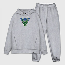 Мужской костюм оверсайз Milwaukee Bucks лого, цвет: меланж