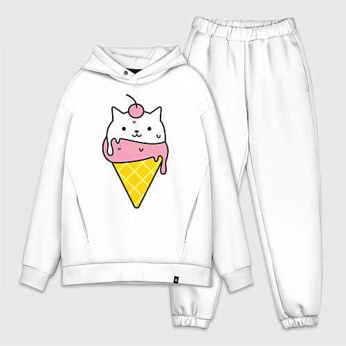 Мужской костюм оверсайз Ice Cream Cat / Белый – фото 1