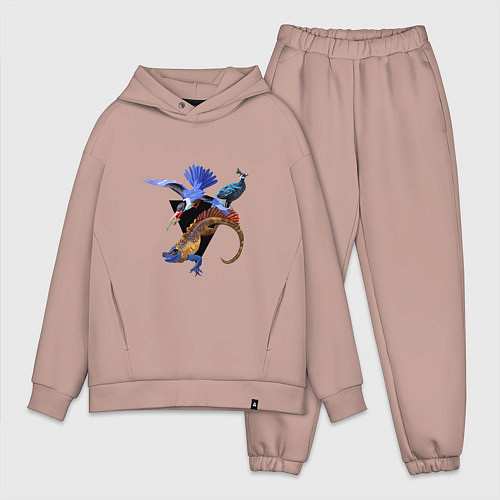 Мужской костюм оверсайз Экзотика джунглей / Пыльно-розовый – фото 1