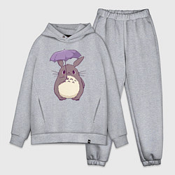 Мужской костюм оверсайз Кавайный Тоторо с зонтиком, цвет: меланж