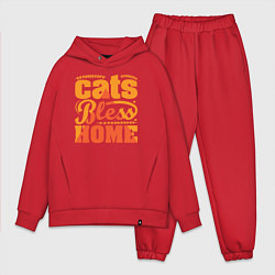 Мужской костюм оверсайз Cats bless home, цвет: красный