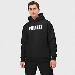 Мужской костюм оверсайз POLIZEI Полиция Надпись Белая, цвет: черный — фото 2