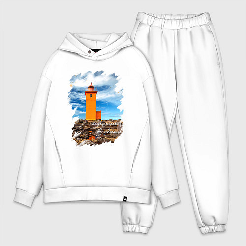 Мужской костюм оверсайз Исландия Маяк Рейкьянес / Белый – фото 1