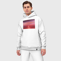 Мужской костюм оверсайз Сочный закат на море, цвет: белый — фото 2