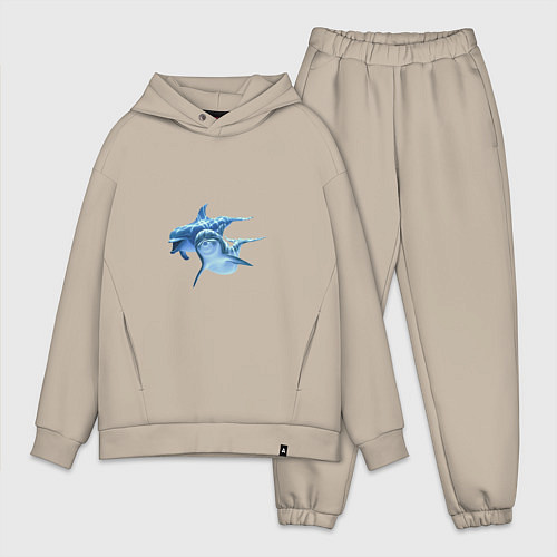 Мужской костюм оверсайз Два маленьких дельфина / Миндальный – фото 1