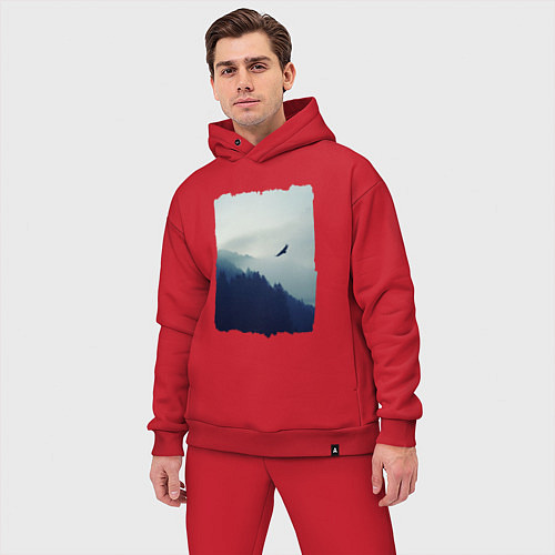 Мужской костюм оверсайз ОРЁЛ НАД ЛЕСОМ EAGLE / Красный – фото 3