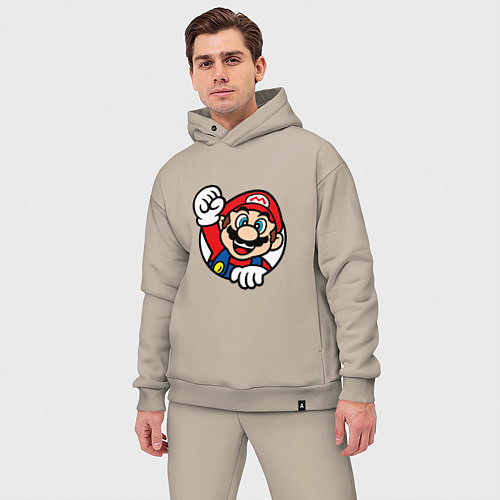 Мужской костюм оверсайз MarioFace / Миндальный – фото 3