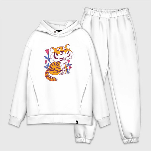 Мужской костюм оверсайз Cute little tiger cub / Белый – фото 1